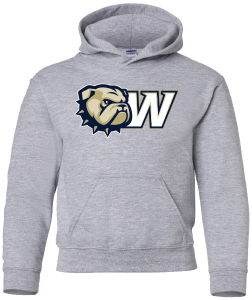Youth Grey Wingate Dog Head W Hoodie Sweatshirt