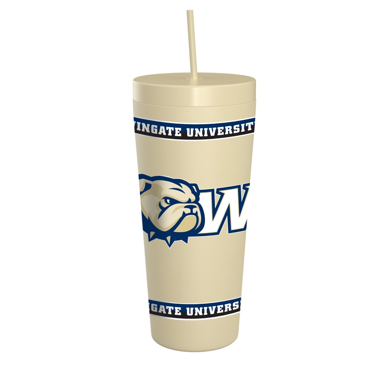 25oz Cream Dog Head W Wingate University Banners Stainless Travel Tumbler
