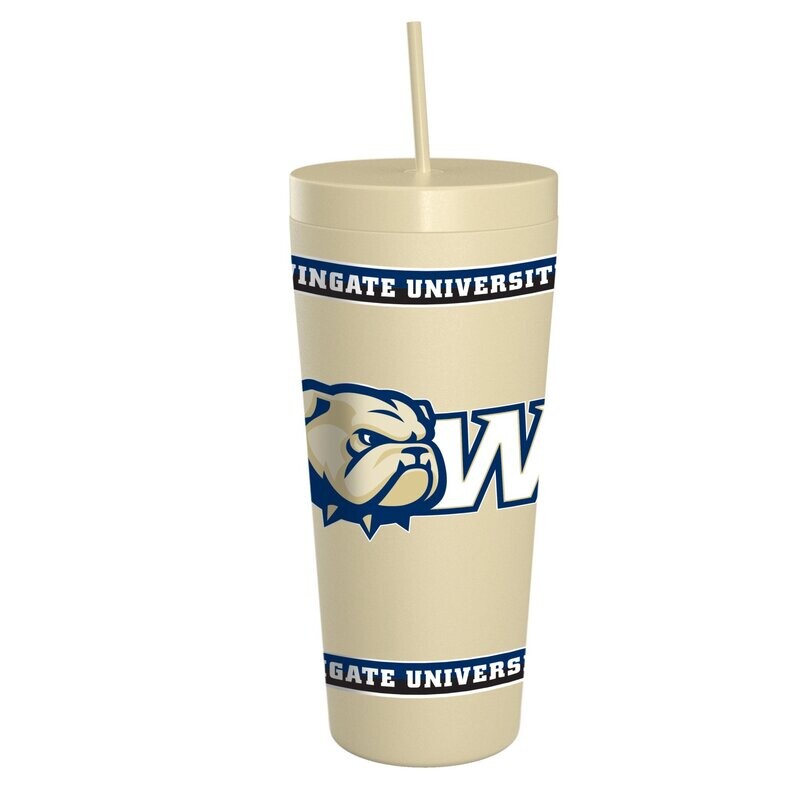 25oz Cream Dog Head W Wingate University Banners Stainless Travel Tumbler