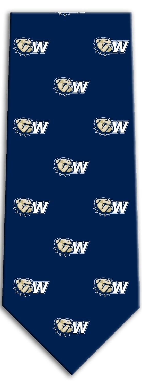 Navy Silk New Dog Head W  Embroidered Tie