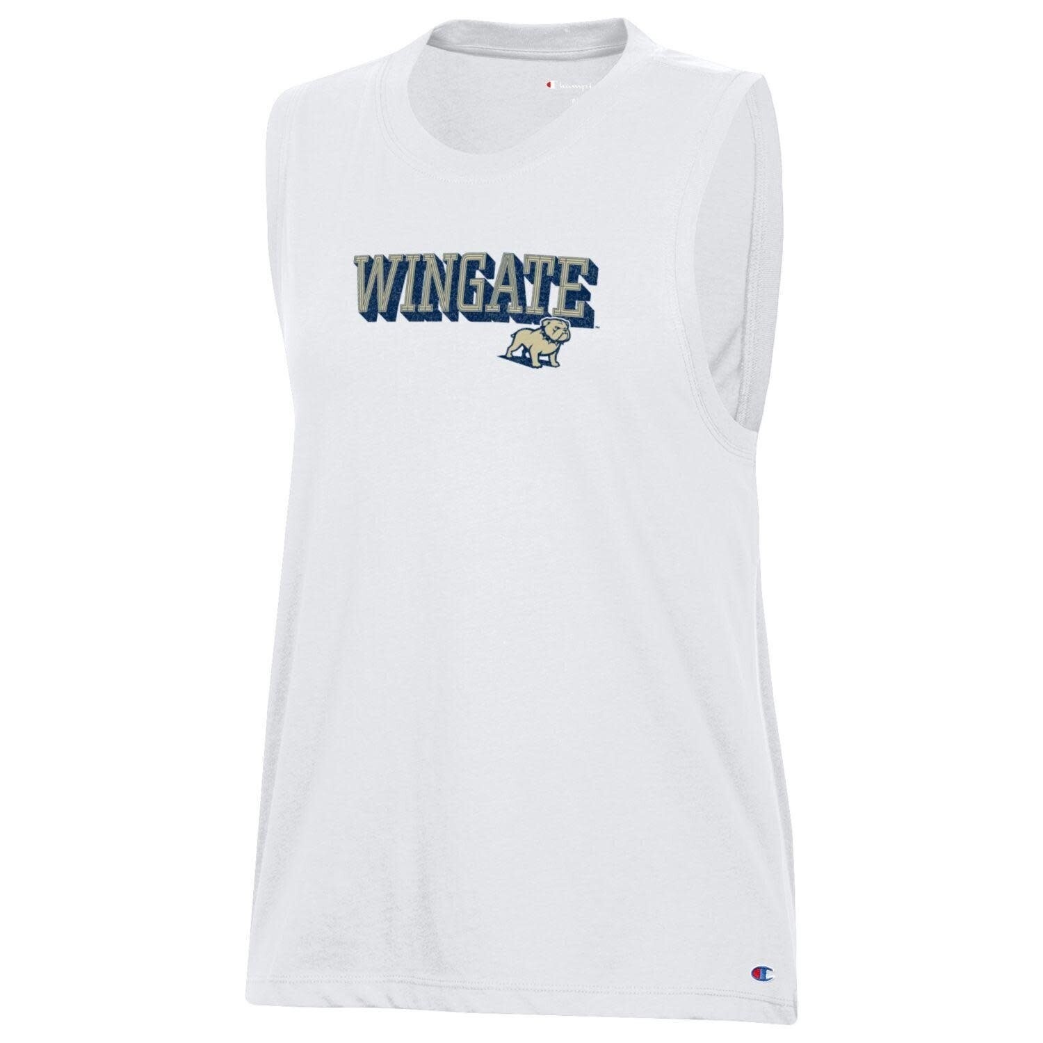 Ladies White Wingate Full Standing Dog Core Muscle Tank 