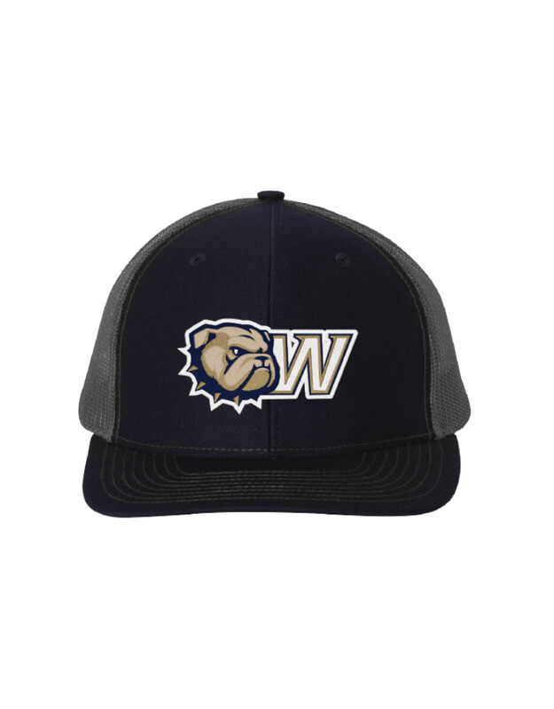 Dog Head W Navy Front Grey Mesh Back Structured Snapback Hat