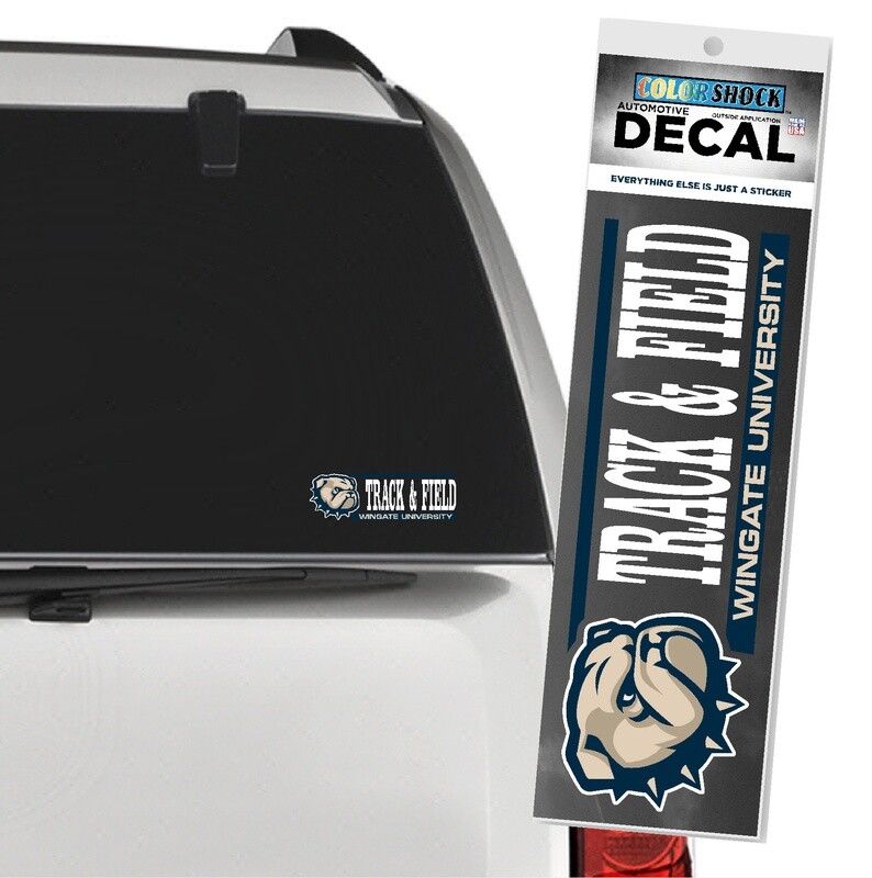 2&quot; x 6&quot; Dog Head Track and Field Over Wingate University Decal