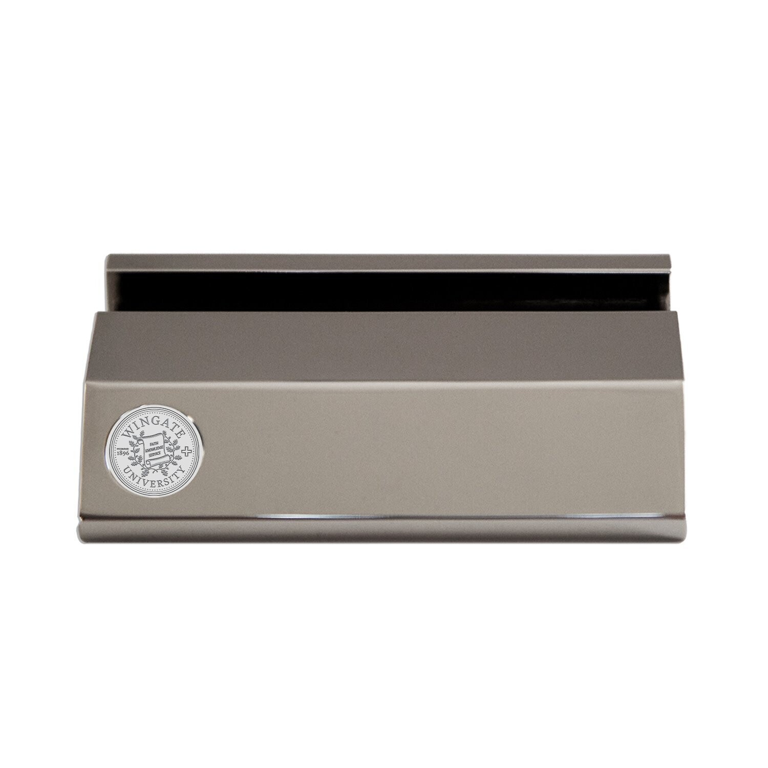 DROP SHIP ONLY Silver Wingate University Seal Business Card Holder (ONLINE ONLY)