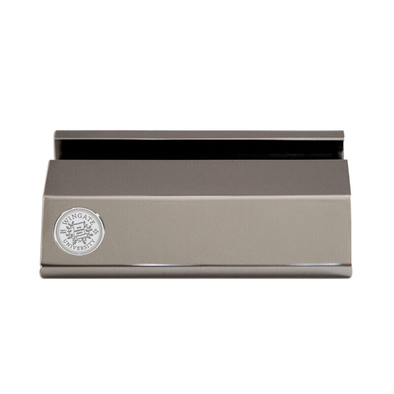 DROP SHIP ONLY Silver Wingate University Seal Business Card Holder (ONLINE ONLY)