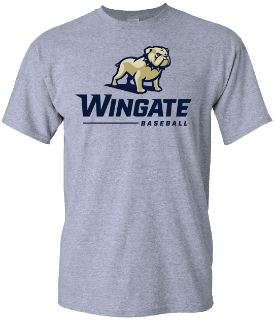Grey Full Standing Dog Over Wingate Baseball Short Sleeve T Shirt