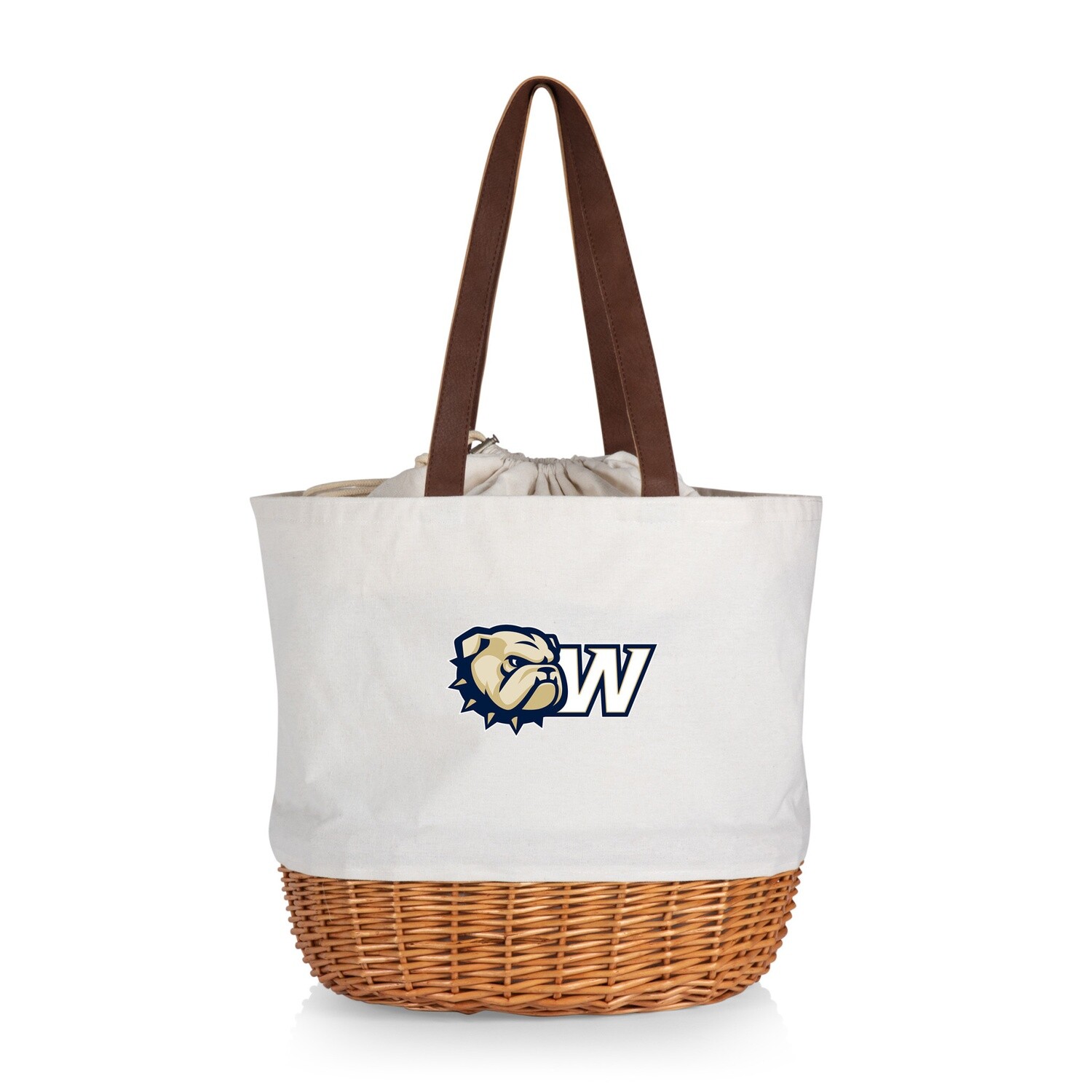 DROP SHIP ONLY  Beige Dog Head W Coronado Canvas and Willow Basket Tote (ONLINE ONLY)