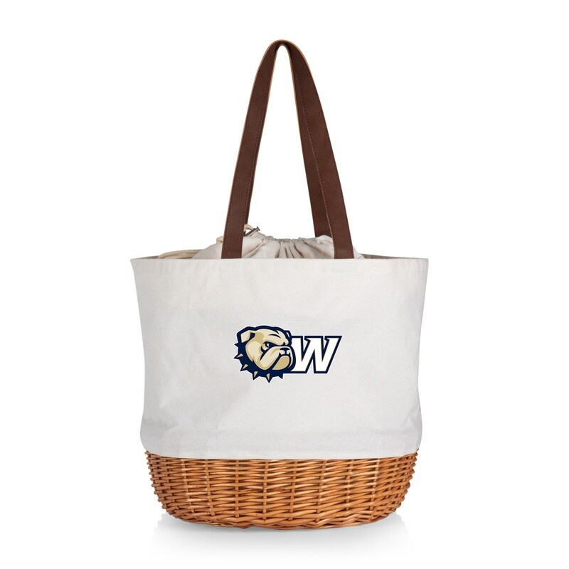 DROP SHIP ONLY  Beige Dog Head W Coronado Canvas and Willow Basket Tote (ONLINE ONLY)