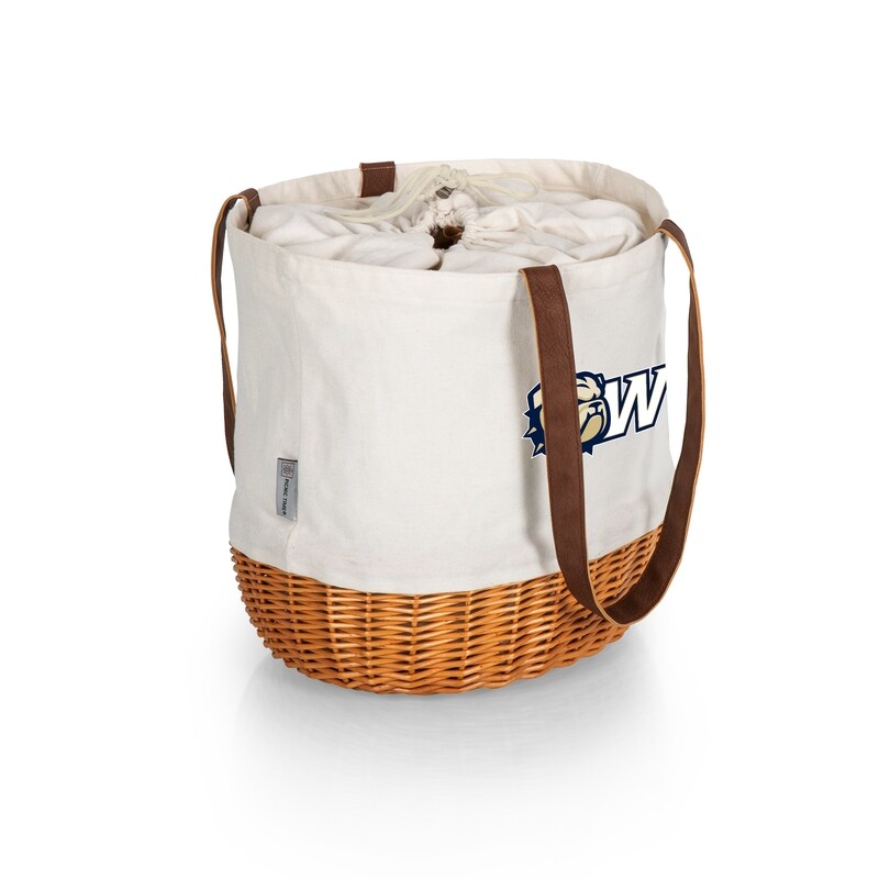 DROP SHIP ONLY  Beige Dog Head W Coronado Canvas and Willow Basket Tote (ONLINE ONLY)