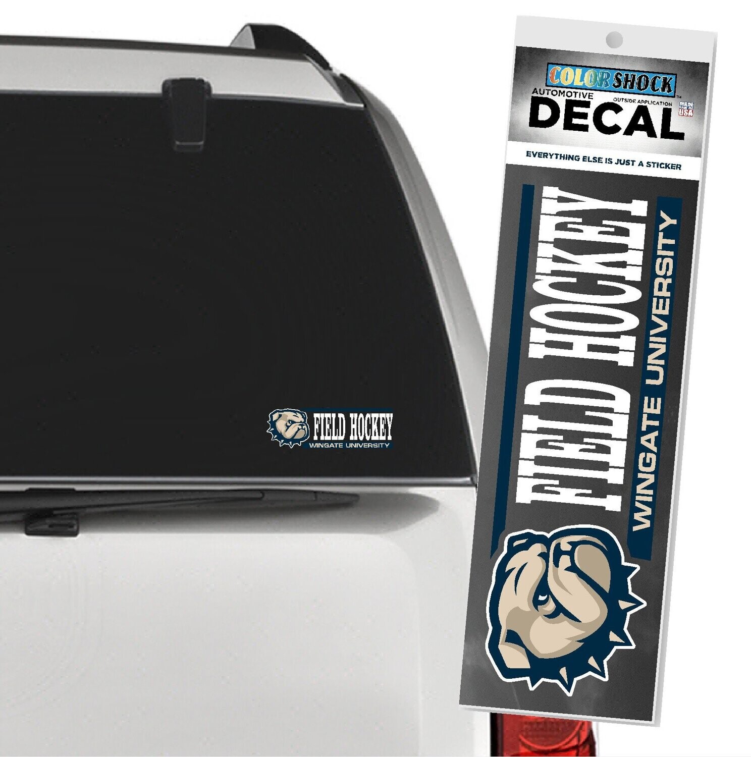 2&quot; x 6&quot; Dog Head  Field Hockey Over Wingate University Decal