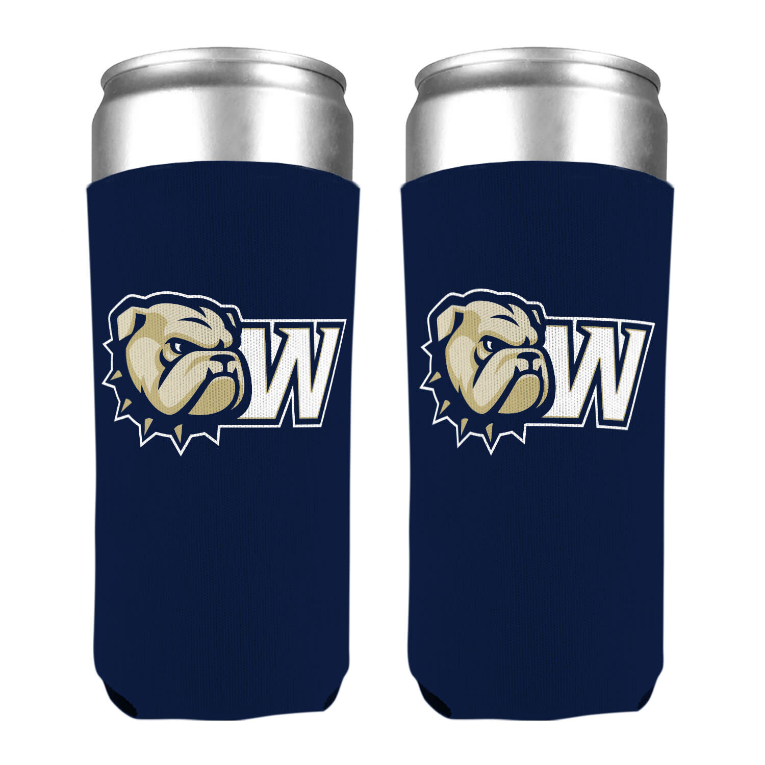 12oz Navy Dog Head W Slim Can Koozie