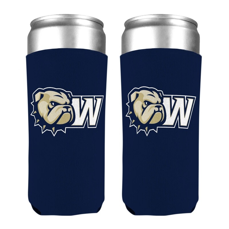 12oz Navy Dog Head W Slim Can Koozie
