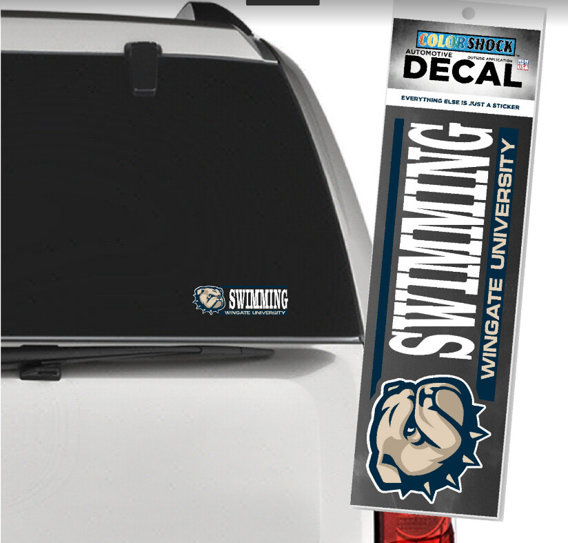 2&quot; x 6&quot; Dog Head Swimming Over Wingate University Decal