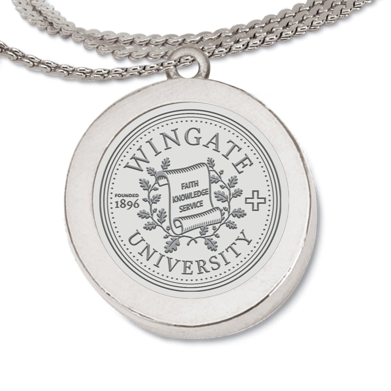 DROP SHIP ONLY Silver Wingate University Seal Pendant Necklace (ONLINE ONLY)
