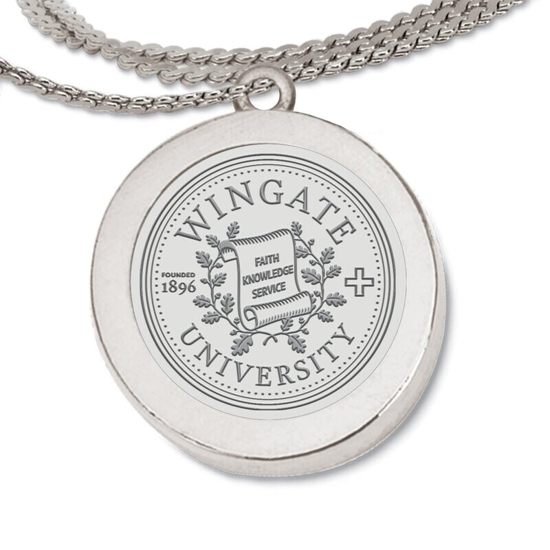 DROP SHIP ONLY Silver Wingate University Seal Pendant Necklace (ONLINE ONLY)