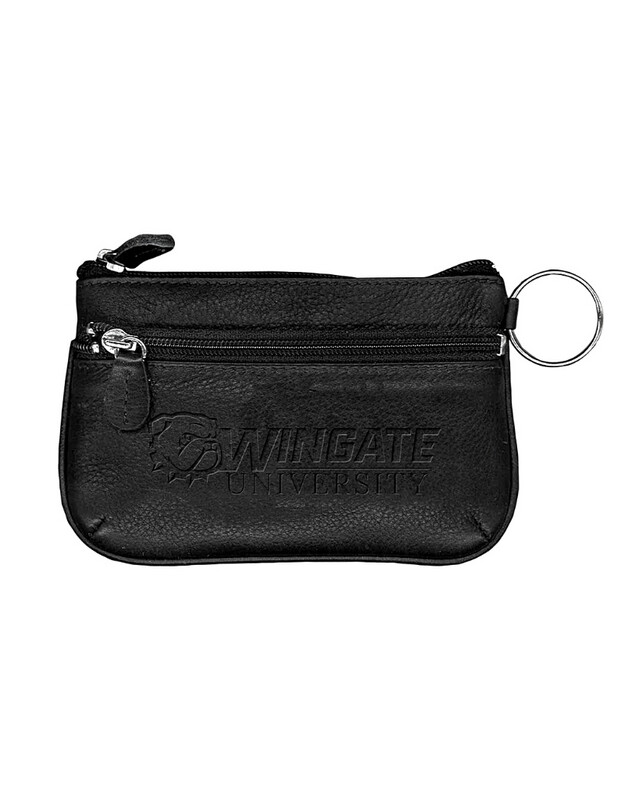 Black  Dog Head Wingate University Leather Coin Case ID Holder Wallet