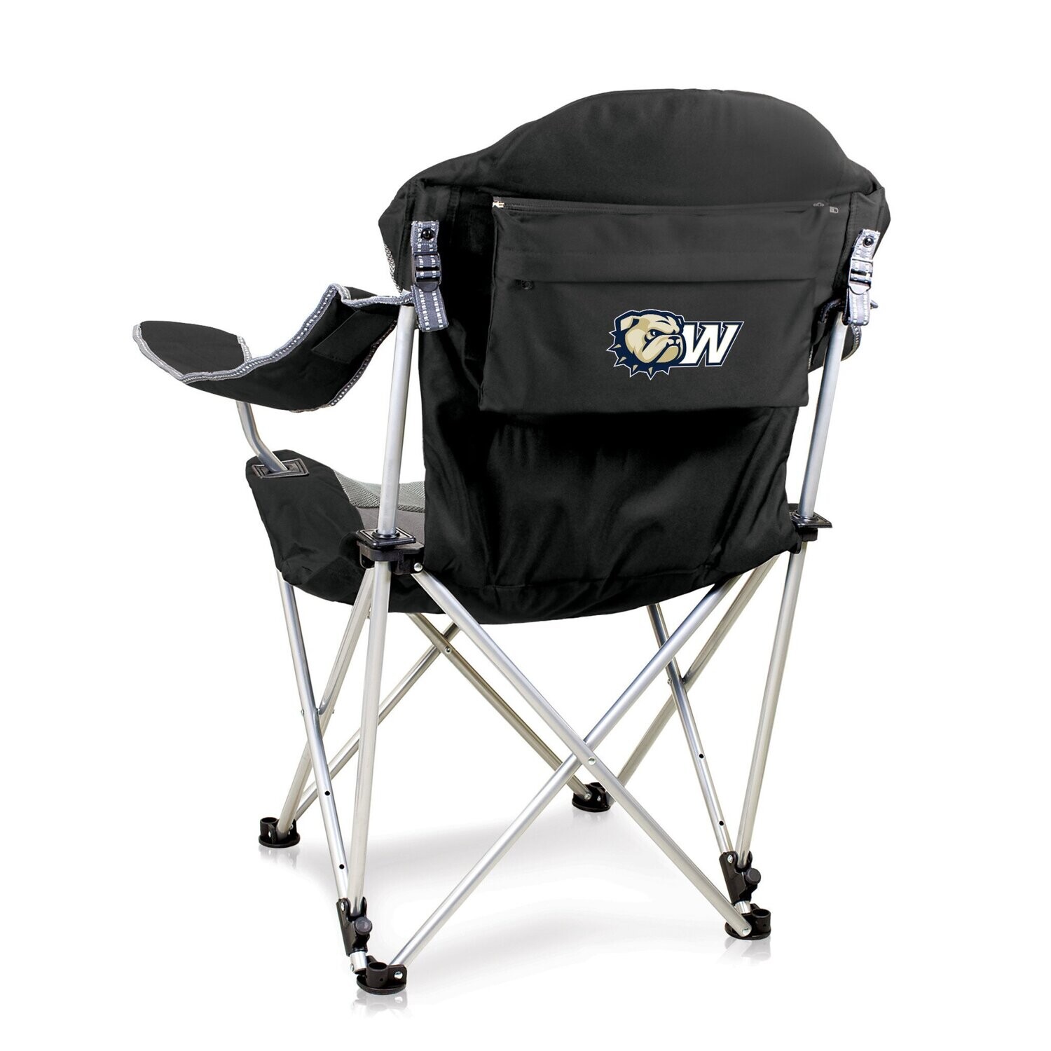 DROP SHIP ONLY  Black and Grey Dog Head W Reclining Camp Chair (ONLINE ONLY)