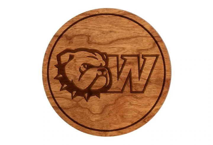 Single Dog Head W Cherry Wood Coaster