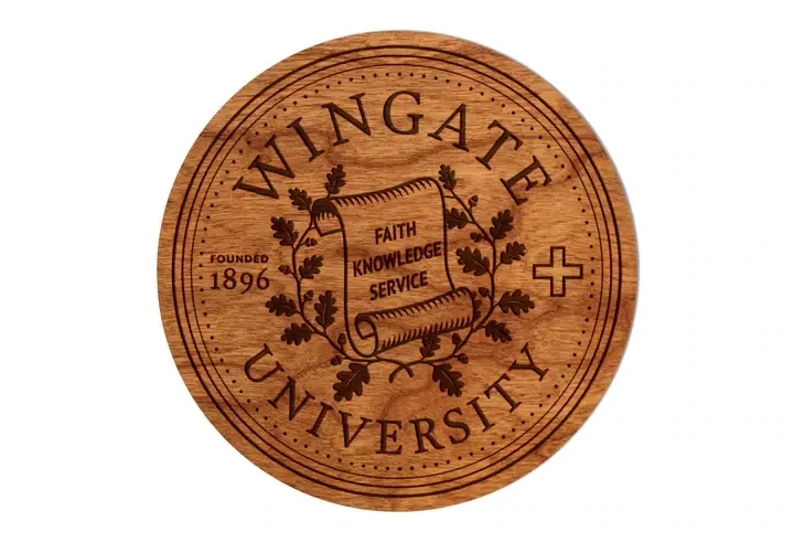 Single Wingate Seal Cherry Wood Coaster