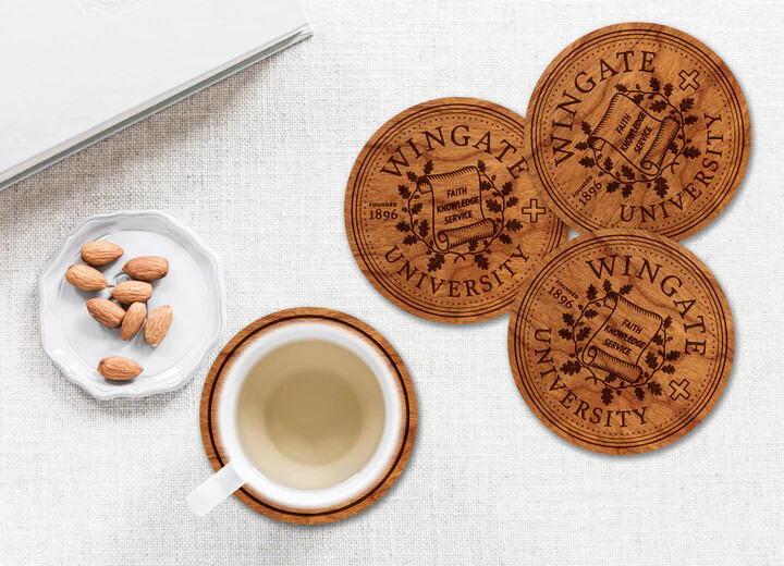 Single Wingate Seal Cherry Wood Coaster