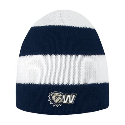 Columbia Rugby Striped Dog Head W Logo Knit Beanie Hat