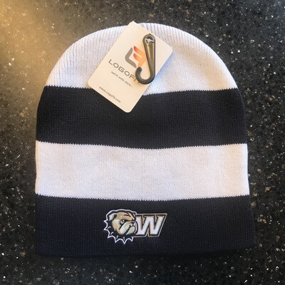 Columbia Rugby Striped Dog Head W Logo Knit Beanie Hat