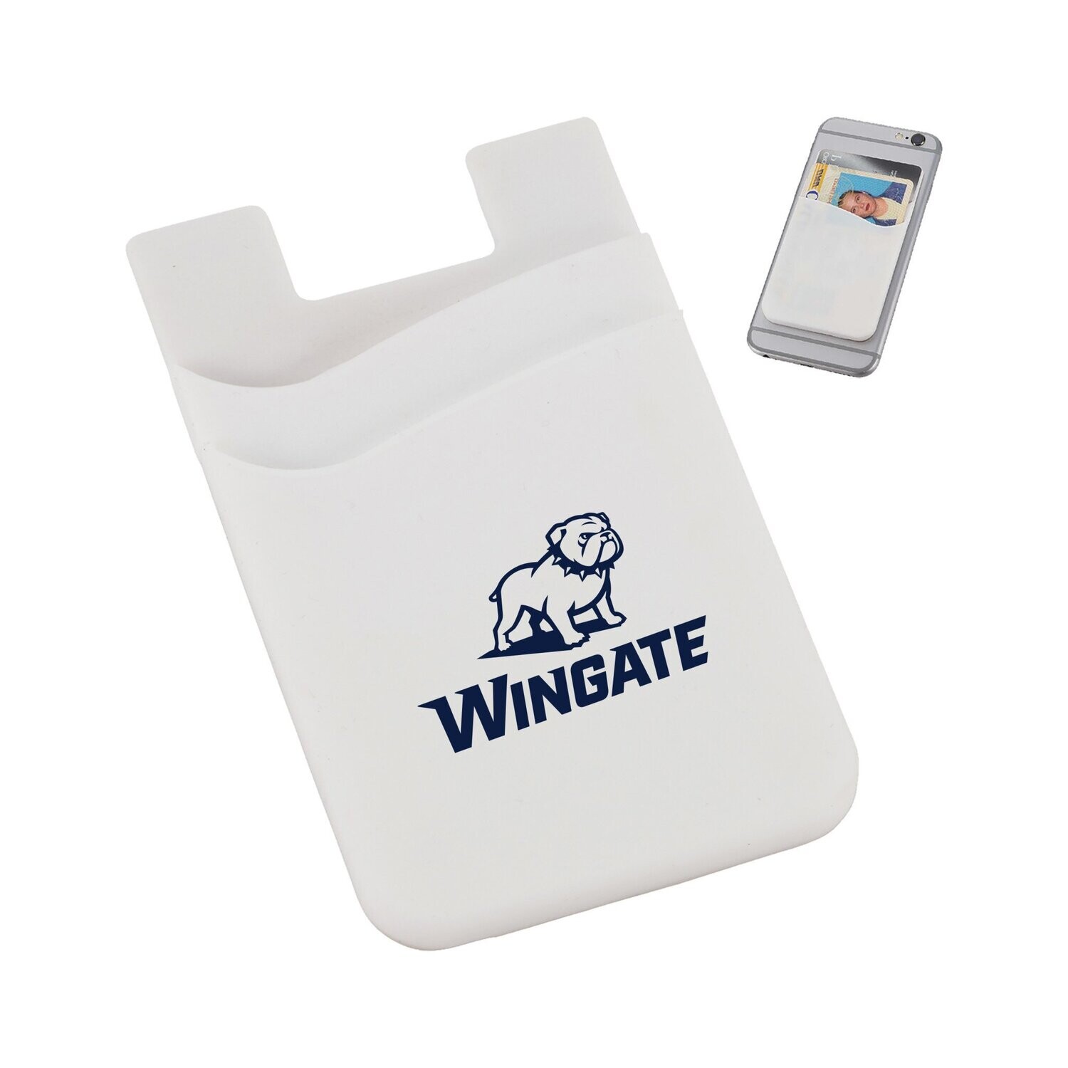 White Dual Pocket Silicone  Cell Phone Card Holder Wallet