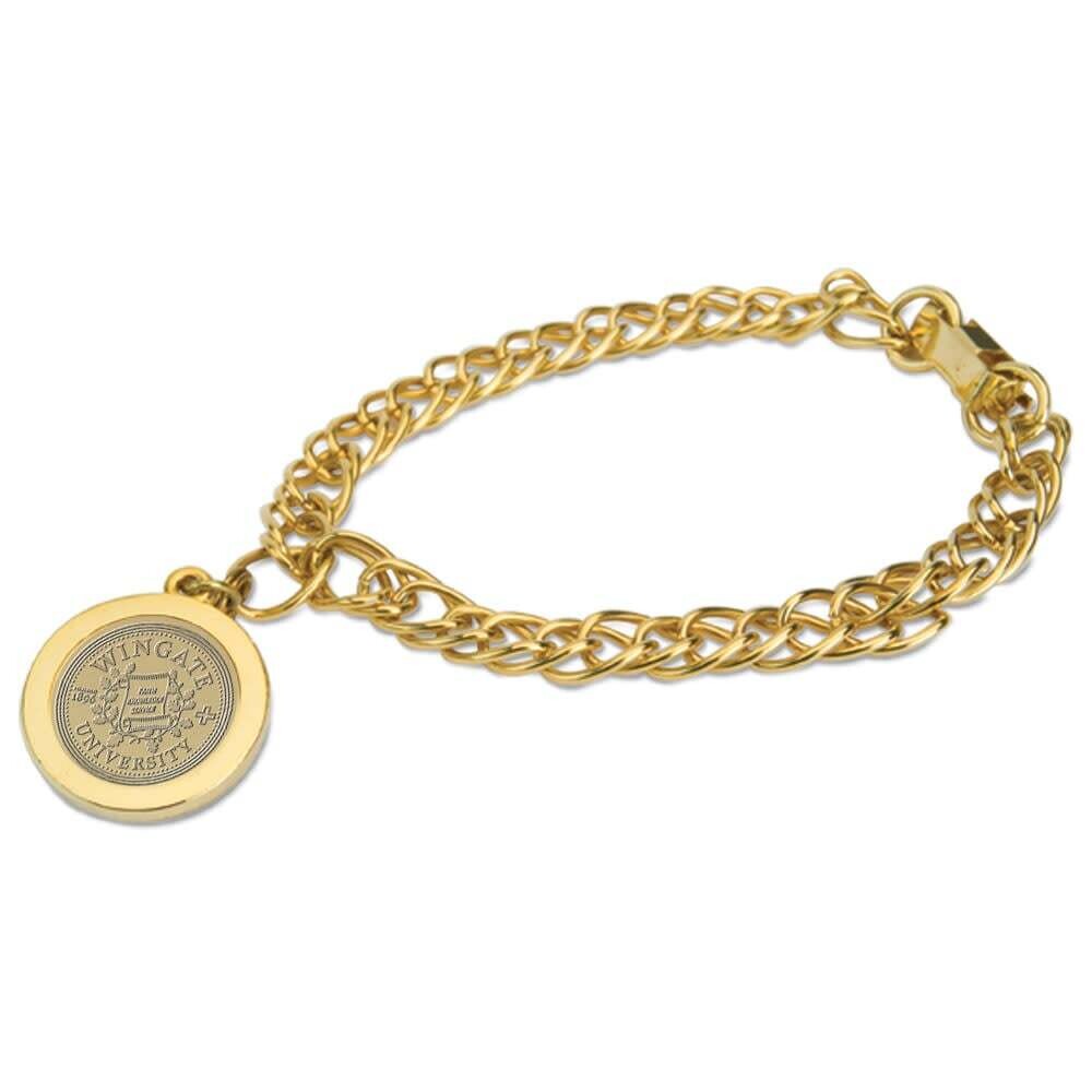 Gold Etched Seal Charm Bracelet