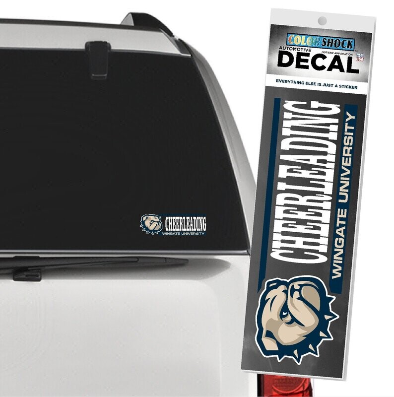 2&quot; x 6&quot; Dog Head Cheerleading Over Wingate University Decal