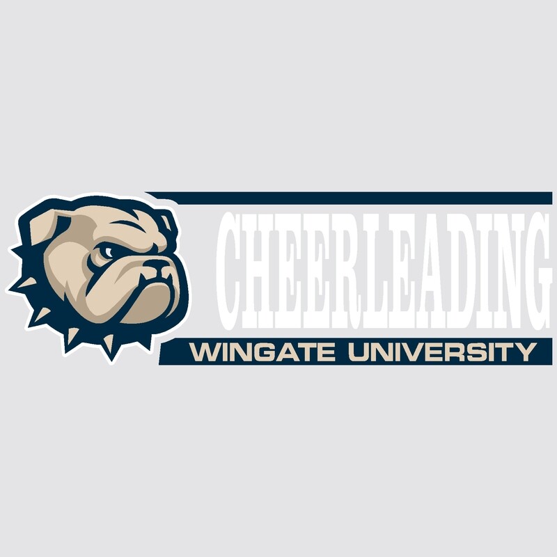 2" x 6" Dog Head Cheerleading Over Wingate University Sticker Decal