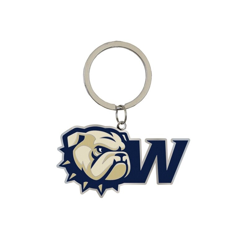 Dog Head W Silver and Enamel Keychain