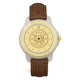 DROP SHIP ONLY Men&#39;s Brown Leather Wristwatch with Gold Wingate Seal Face (ONLINE ONLY)