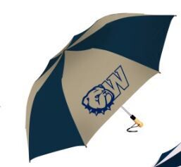 58&quot; The Big Storm Oversized Navy Gold Dog Head W Umbrella