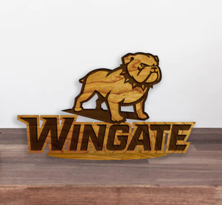 8&quot; x 4.5&quot; Cherry Wooden Wingate Bulldog Standing Plaque