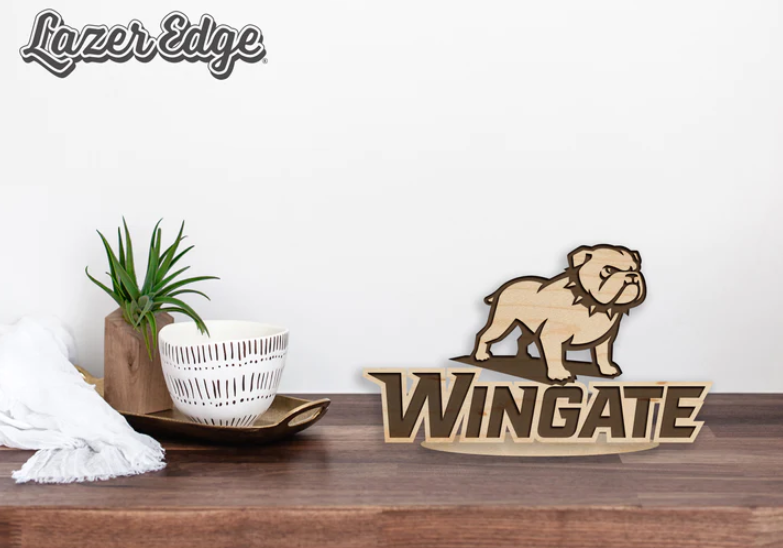 8" x 4.5" Cherry Wooden Wingate Bulldog Standing Plaque