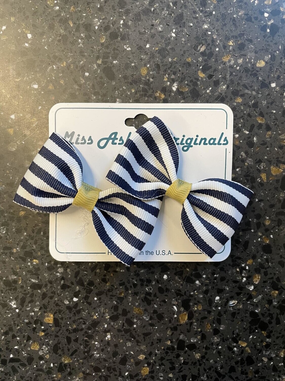 FR Infant Toddler Navy Gold Set of 2 Roach Clip Bows