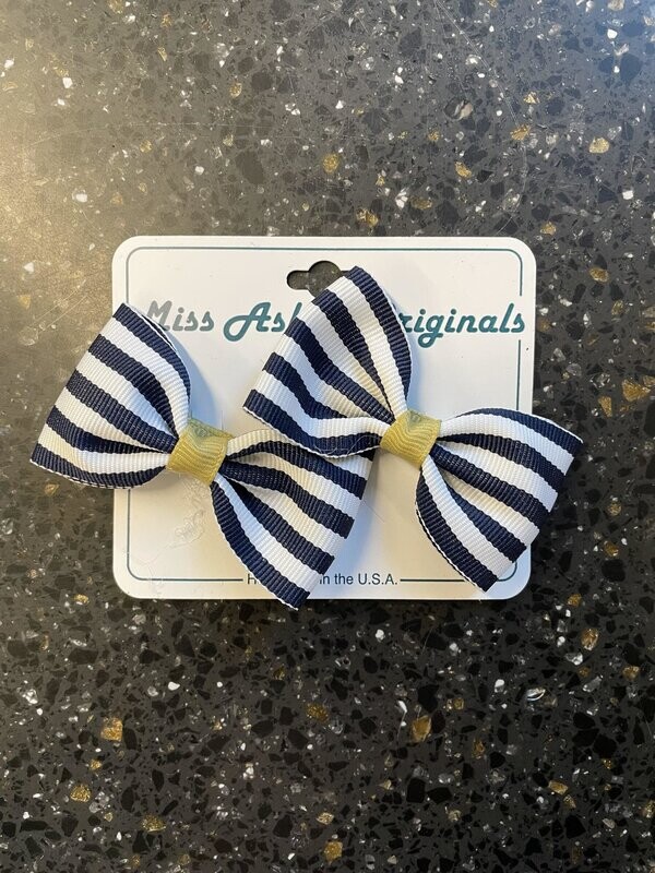 FR Infant Toddler Navy Gold Set of 2 Roach Clip Bows