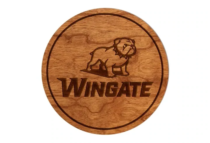 Single Full Dog Over Wingate Cherry Wood Coaster