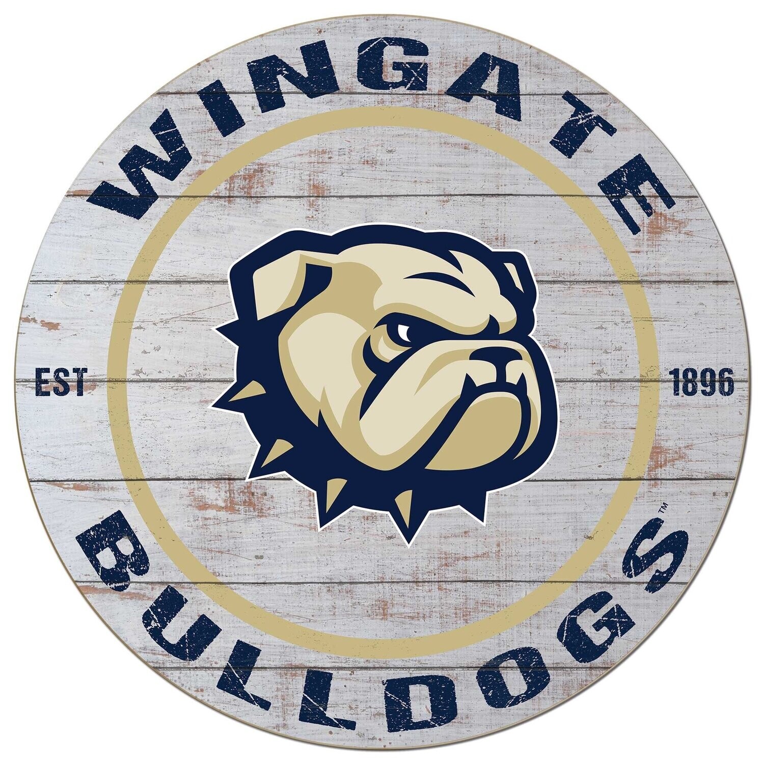 DROP SHIP ONLY 20&quot; x 20&quot; Wingate Dog Head Bulldogs 1896 Weathered Wood Sign (ONLINE ONLY)