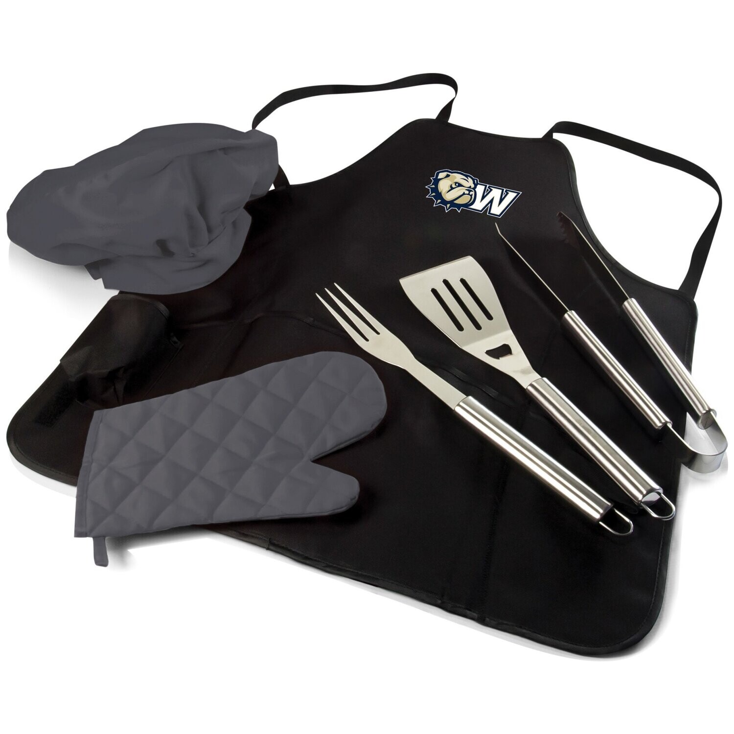 DROP SHIP ONLY  Black Dog Head W BBQ Apron Tote Pro Grill Set (ONLINE ONLY)