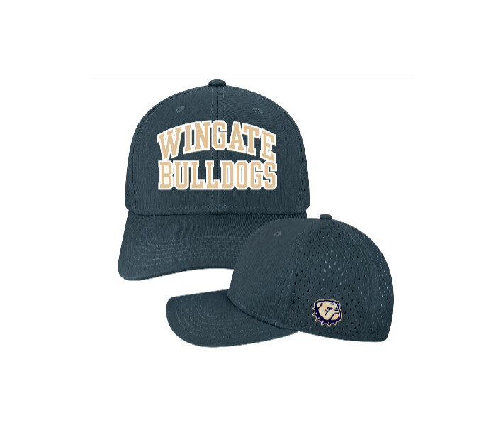 Navy and White Wingate Bulldogs Dog Head Side Rempa Mid Pro Adjustable Velcro Closure Hat