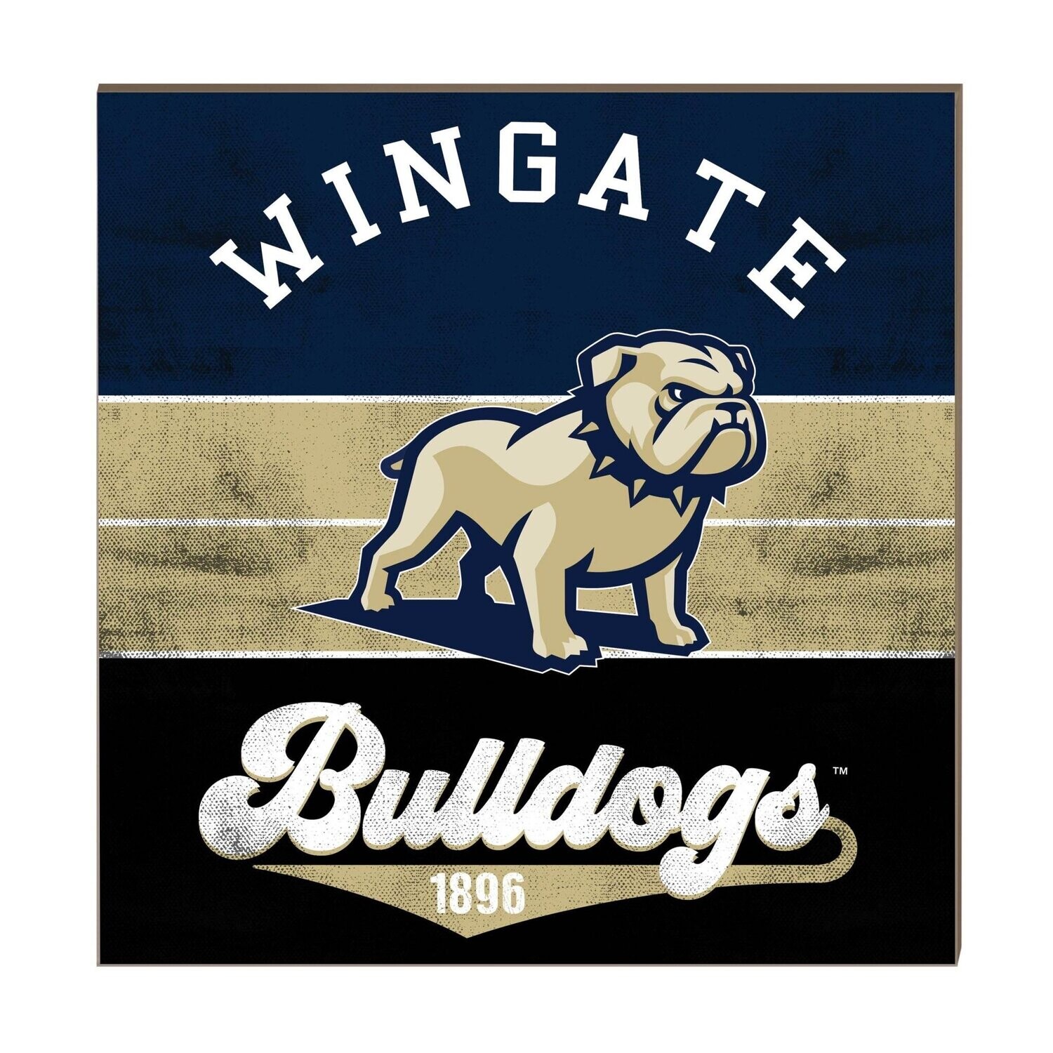 DROP SHIP ONLY 10&quot; x 10&quot; Wingate Standing Dog Bulldogs 1896 Retro Multi Color Wood Sign (ONLINE ONLY)