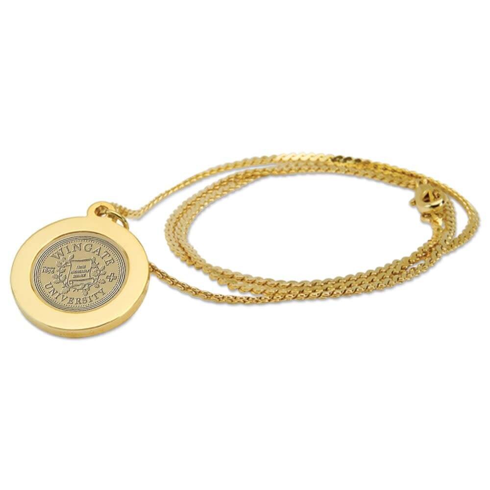 Gold Etched Seal Pendant Necklace