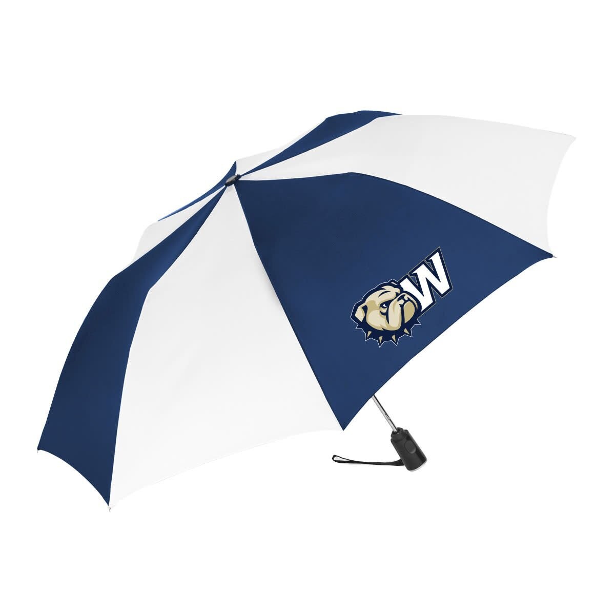 44&quot; Auto Open Navy White Dog Head W Umbrella