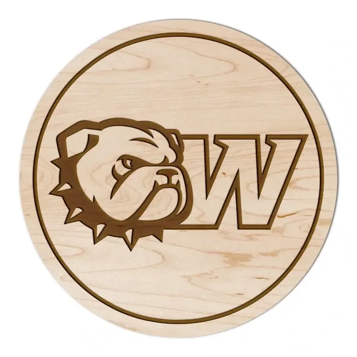 Single Dog Head W Maple Wood Coaster
