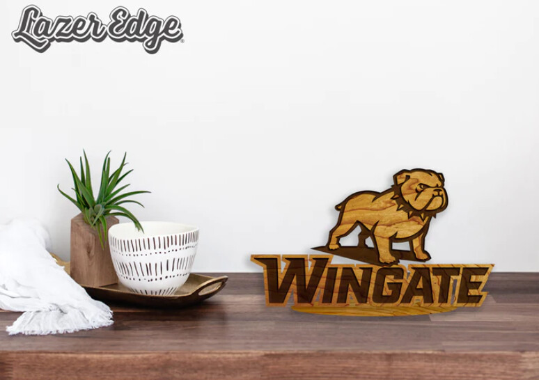 8&quot; x 4.5&quot; Maple Wooden Wingate Bulldog Standing Plaque