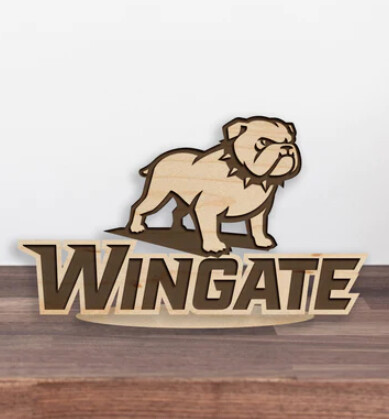 8" x 4.5" Maple Wooden Wingate Bulldog Standing Plaque