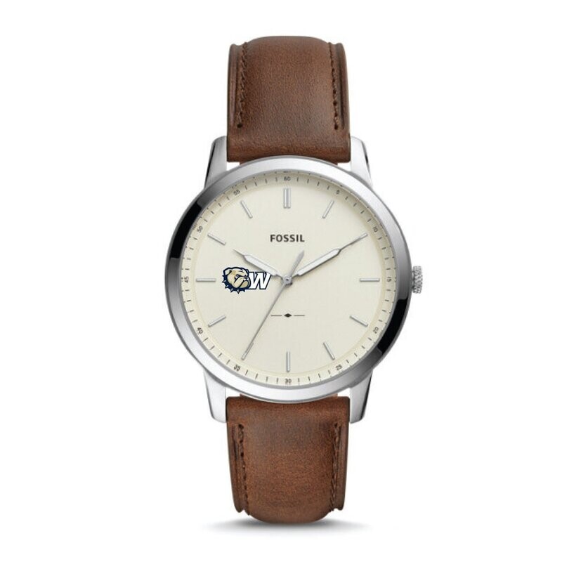 44mm Brown Leather Dog Head W Watch