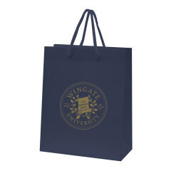 10&quot; x 8&quot; Small Navy Matte Gold Seal Gift Bag