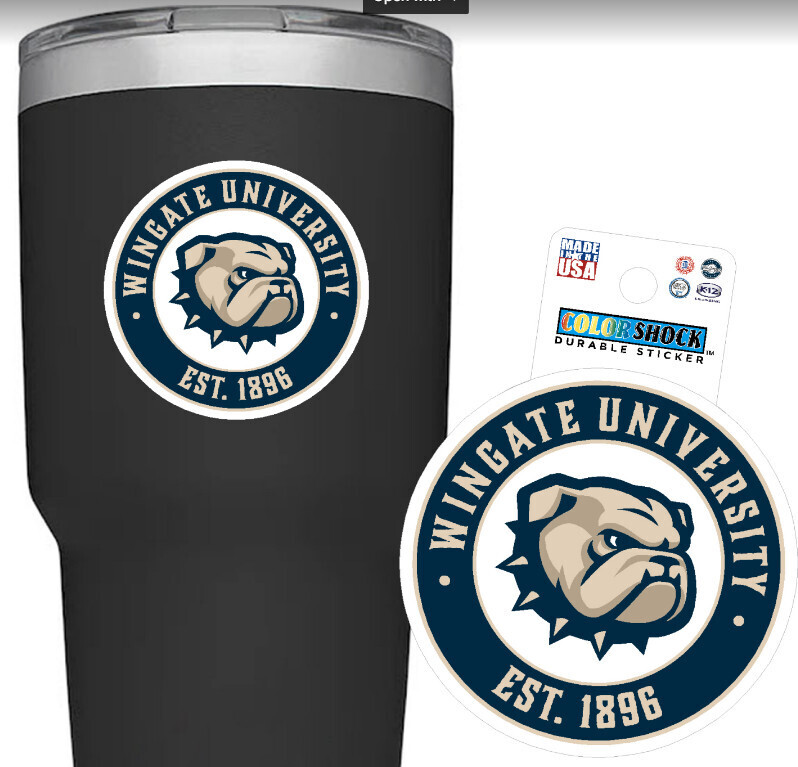 3.2&quot; x 3.2&quot; Wingate University Dog Head 1896 Circle Durable Sticker